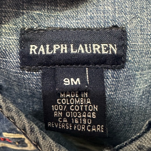 VTG Ralph Lauren Embroidered Nautical Anchor R⚓️L Denim Dress Size 9 Months - Picture 4 of 5